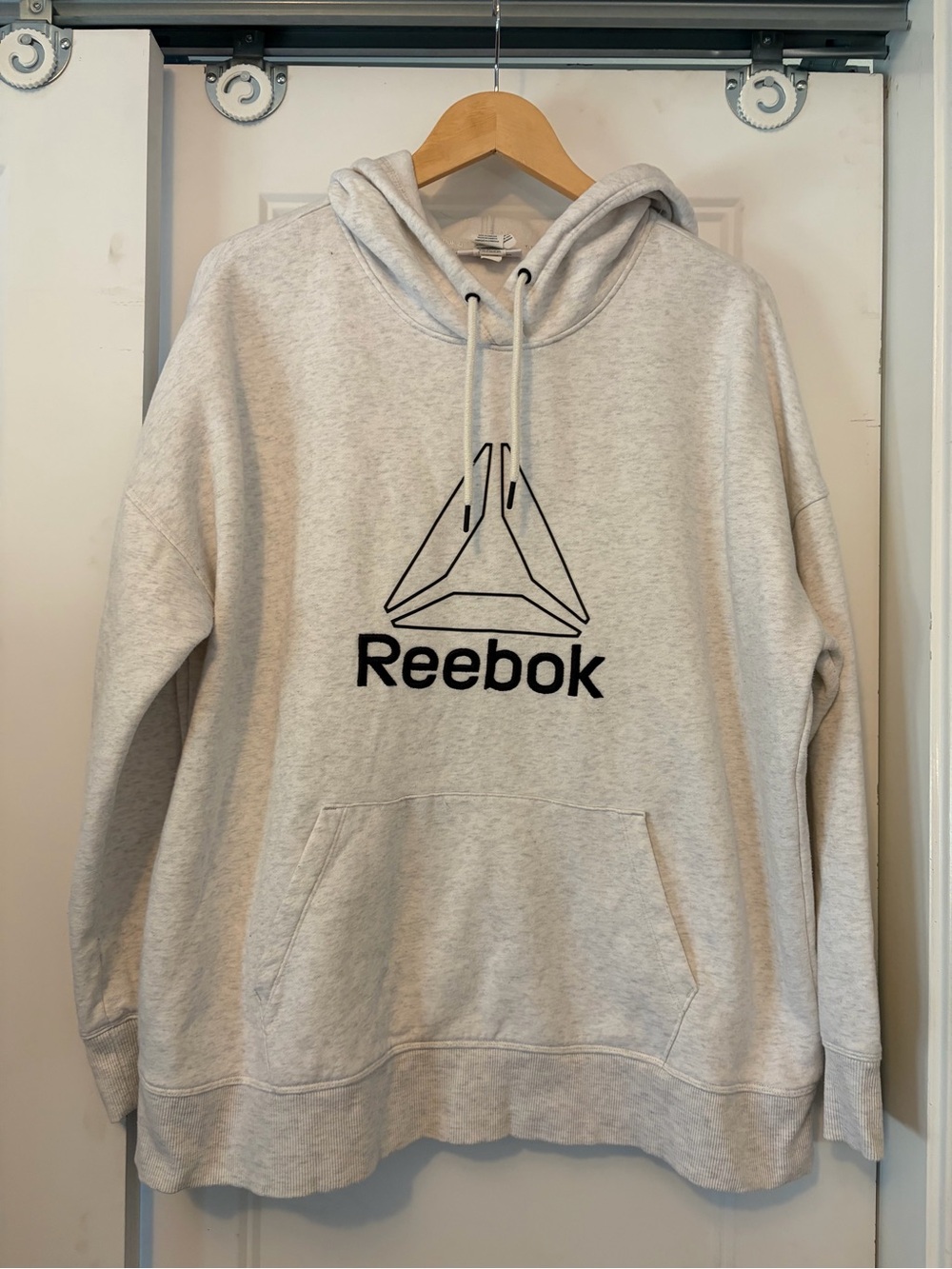 Reebok Men's Heather Gray Logo Hoodie Sweatshirt